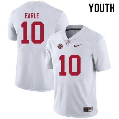NCAA Youth Alabama Crimson Tide #10 JoJo Earle Stitched College 2021 Nike Authentic White Football Jersey ZP17B77GL